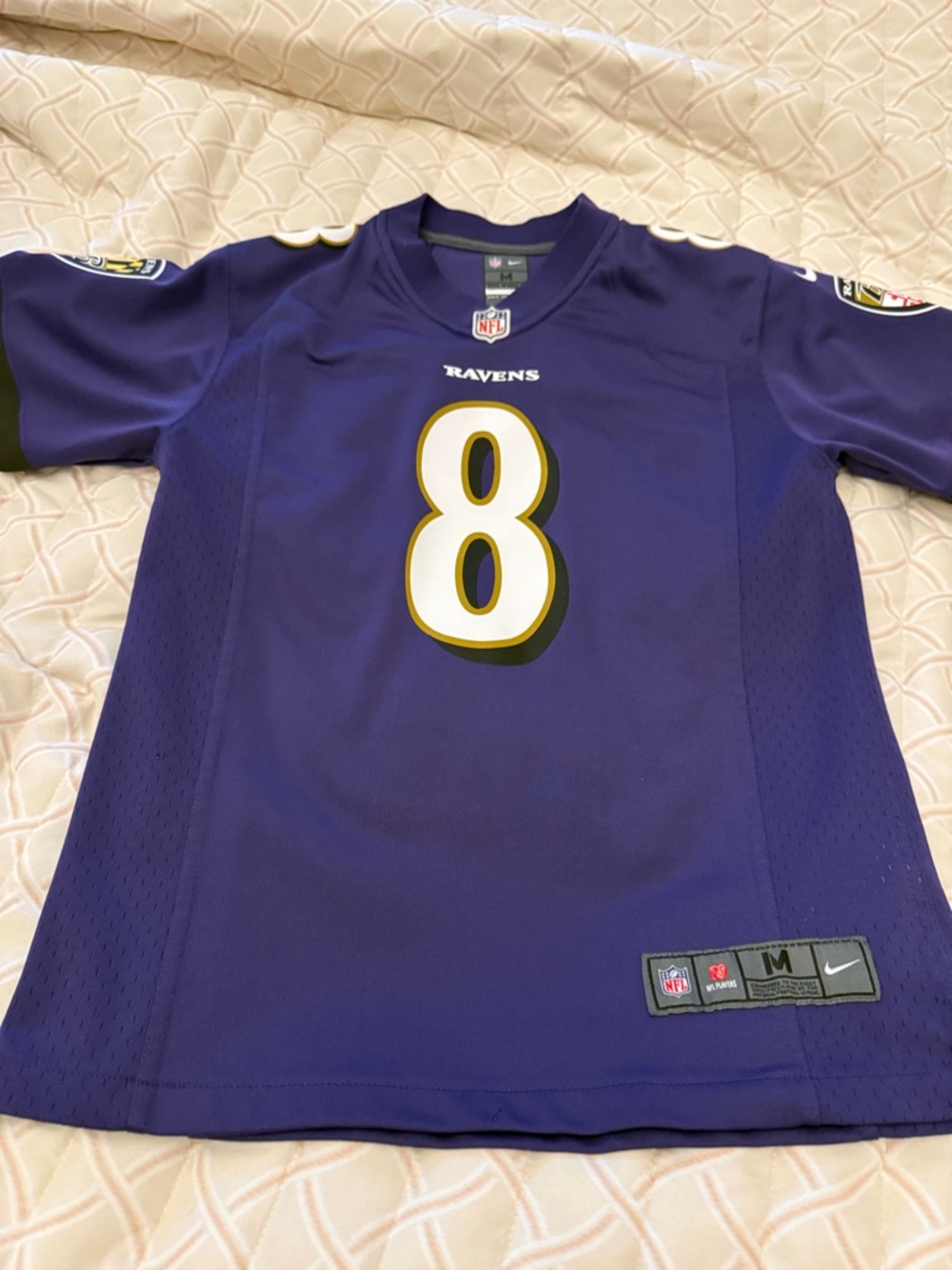 Nike Baltimore Ravens Purple #8 Game Jersey with White & Gold Trim